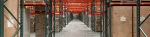 An aisle in an Aeronet warehouse