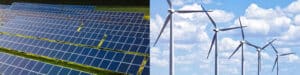 Solar panels and wind turbines